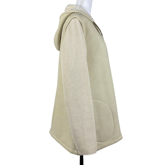 Blue Willis Denmark Hooded Knit Jacket Womens L Cream Full Zip Minimalist - Picture 2 of 16